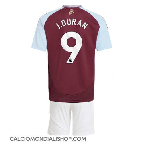 Maglie da calcio Aston Villa Jhon Duran #9 Prima Maglia Bambino 2024-25 Manica Corta (+ Pantaloni corti)